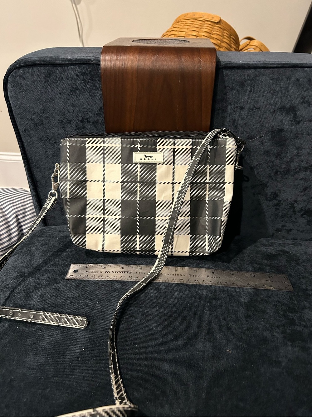 Scout Black and Cream Plaid Crossbody Bag
